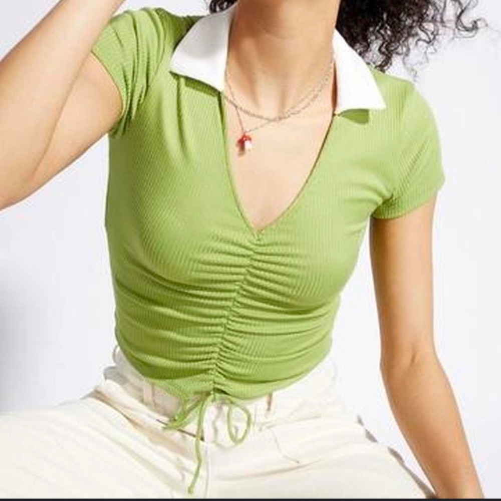 Rue 21 Green Ribbed Knit Crop Top SIZE MED
